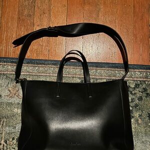Calpak Black Leather Laptop Bag